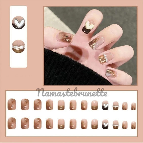 2/$16 Heart Rhinestone Press On Nails - Picture 8 of 16